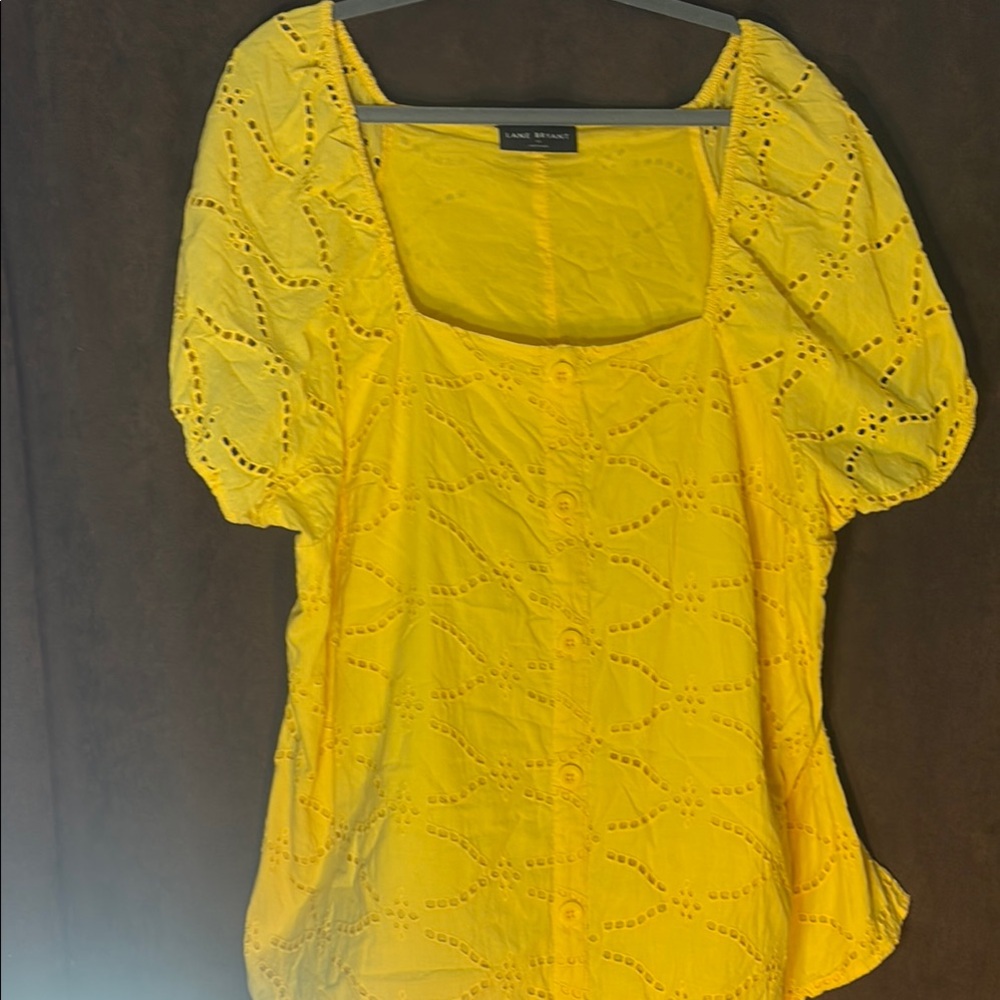 Ann Taylor Yellow Eyelet Top